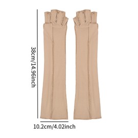 Milageto Long Compression Gloves Cycling Gloves Breathable Anti Slip Fingerless Gloves Gaming Gloves for Work Climbing Piano Playing, Yellow