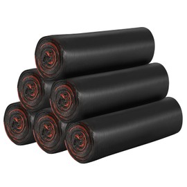 6 rollos de bolsas de basura pequeñas con cordón, 4 galones de grosor, bolsas de basura pequeñas para cocina, baño, recámara, hogar, oficina, 120 unidades (negro)