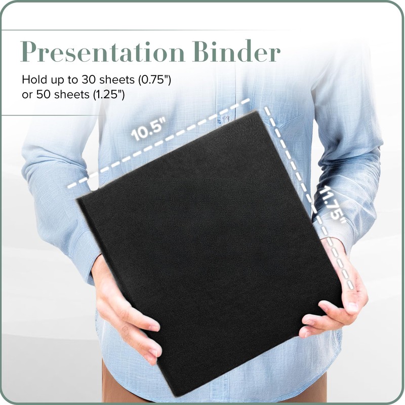Gallery Leather 3 Ring Binder with Plastic Sleeves, Includes 10