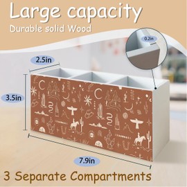 YTRGI Western Office Decor Pen Holder for Desk, Retro Western Wooden Pen Pencil Holder Organizer for Home Office Desk Accessories, Western Gifts for Women Men