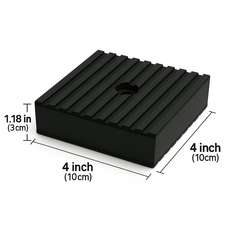 4 Pack Heavy-Duty Anti-Vibration Pads – Solid Rubber 4"x4"x1" |