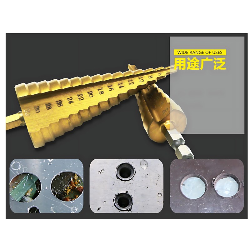 AMSAMOTION HSS Step Drill, 3-Piece Step Drill Set, Peeling Drill