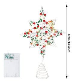 Whaline Christmas Star Tree Topper 3D 8-Point Star Tree Top with LED Lights Battery Powered Treetop Ornament for Xmas Winter Party Favor Indoor Outdoor Decor