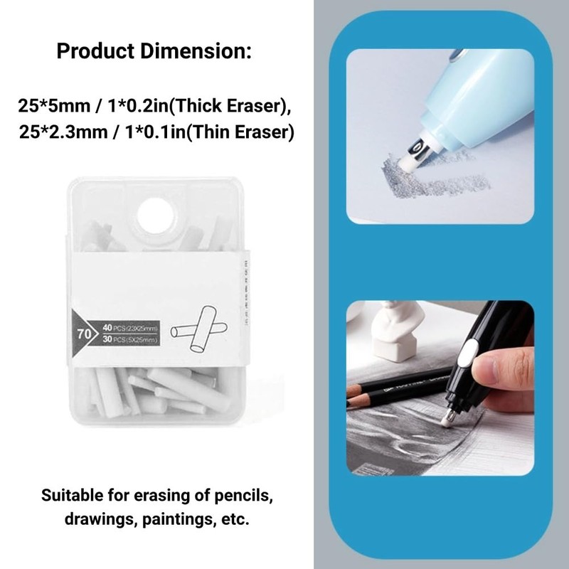 Thin and Thick Sketch Painting Pencil Electric Eraser Refill Replacement