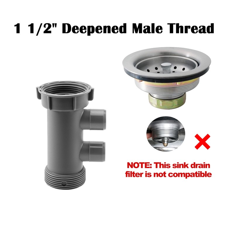 QruiLanTu 2Pcs 1-1/2 Inch Dishwasher Kitchen Drain Pipe Hose Adapter,