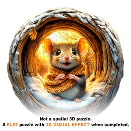 Wooden Puzzles for Adults - Unique Shape 3D Vision Wooden Puzzle - Cave Mouse Wooden Puzzles - Challenging Adult Animal Puzzles Creative Gifts - Birthday Gifts for Adults - Puzzle Toys - (300pcs)