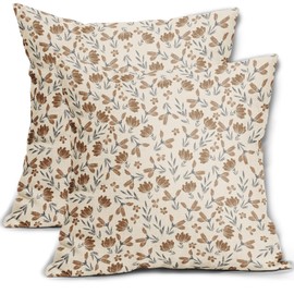 Aytipun Brown Grey Gray Floral Pillow Covers 18x18 Set of 2 Vintage Rustic Old Style Cute Small Flower Print Decorative Outdoor Pillowcases Farmhouse Throw Cushion Case Decor for Couch Sofa Bed