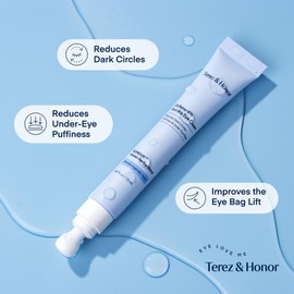 TEREZ & HONOR 8% Caffeine Eye Cream with SLIMEXIR™ & Korean Herbal Blend – Dermatologist Tested Formula for Dark Circles, Puffiness, Eye Bags & Wrinkles with Gua Sha Applicator, 0.67 fl oz