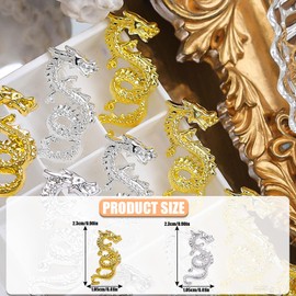 Chinese Dragon Nail Charms,40PCS 3D Metal Zodiac Dragon Nail Gems for Long Nails,Gold & Sliver Animal Nail Jewellry Nail Art Decoration for Women Girls Nail Art Design DIY Crafts (A Gold & Silver)