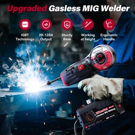 Portable MIG Welder Machine 110V: 120A Handheld Electric Welding Gun with IGBT Inverter - Flux Core Welding Machine - Hand Held Gasless Wire Feed Welding Equipment with 1 lb 0.030" Flux Core Wire