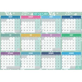 2025 Year Wall Planner - A3 Size (42cm x 29.7cm) 130GSM - Folded to A6 - Inc. Bank Holidays (UK) (Month-by-Month)