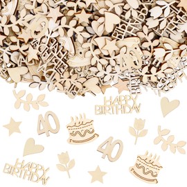 KOBOKO Wooden Confetti 40th Birthday Decoration, Pack of 120 Confetti Decoration 40th Birthday Men Women, Table Decoration 40th Birthday, 40th Birthday Decoration Confetti, Decoration 30th Birthday