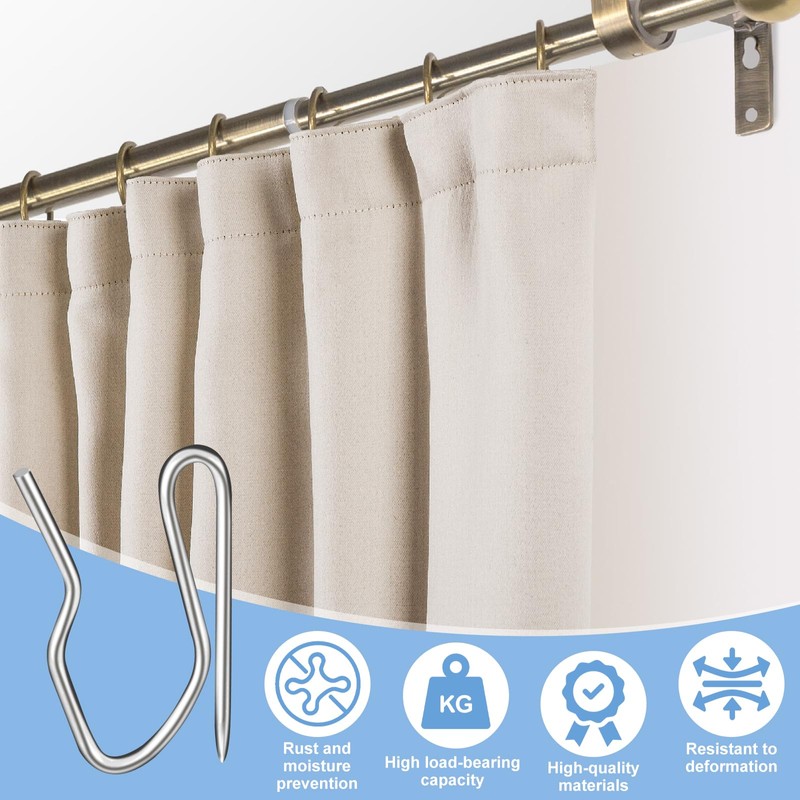 120 PCS Heavy Duty Zinc Metal Drapery Pin Hooks,Metal Curtains