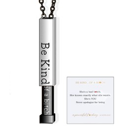 Be Kind of a B Necklace Hidden Necklace To Best Friends Sister Birthday Gifts Inspirational Square Bar Pendant with Hidden Message for Women Teen Girl Gifts 2024