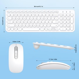 cimetech Wireless Keyboard and Mouse Combo, [90% Silent Scissor Switch Key] [80% Ultra Slimmer][Rechargeable] Wireless Computer Keyboard and Mouse, for Laptop, PC, Computer, Mac, Windows - White