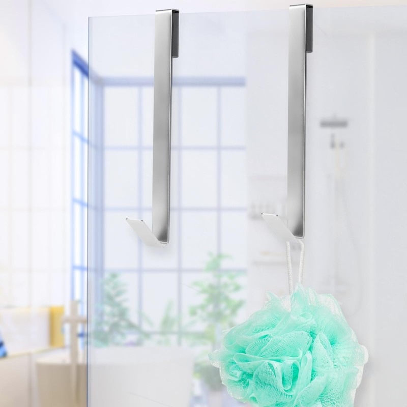 WLLHYF 2 Pack Shower Door Hooks, 10" Bathroom Towel Hooks