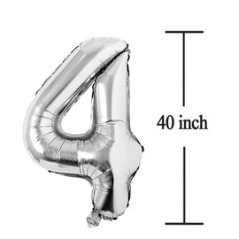 Silver 40 Number Balloons Big Giant Jumbo Large Number 40 Foil Mylar Balloons for Women Men 40th Birthday Party Supplies 40 Anniversary Events Decoration