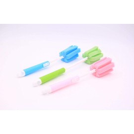 Happyupcity 3PCS Soft Cleaning Sponge Brush Adjustable Long Plastic Handle Grip Multifunctional Cup Brush Scrubber for Dishwashing Coffee Mugs Winebottle Baby Bottles Milk Cup(Color Random)