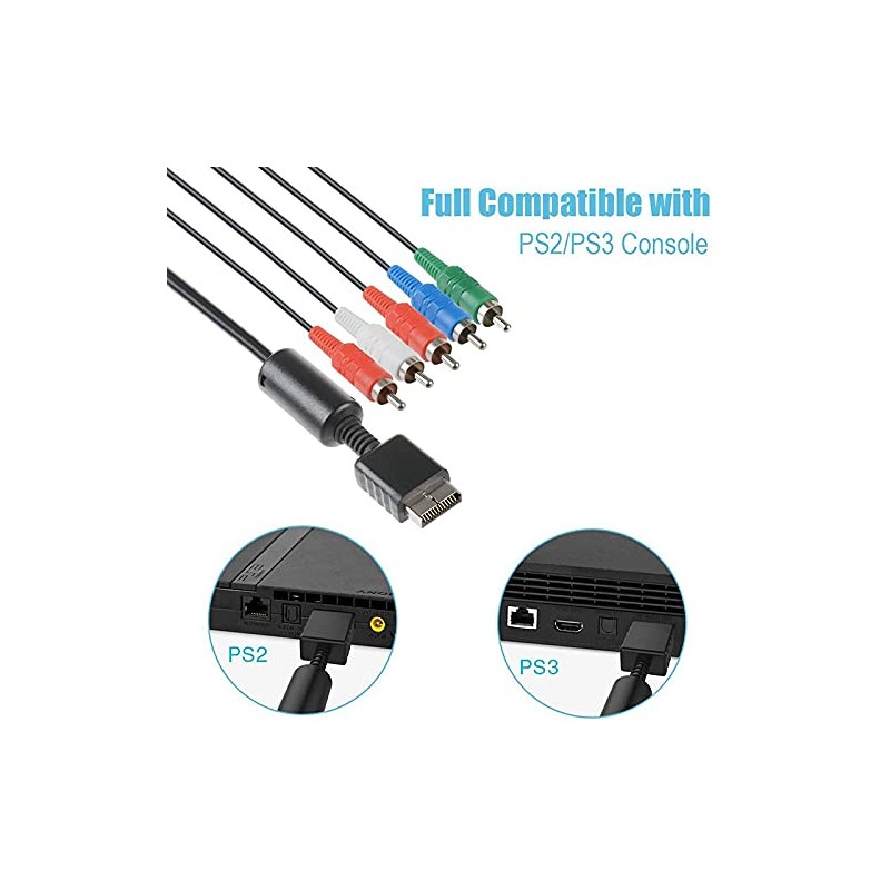 Fahgaer Ypbpr for PS2//Slim HDTV-Ready TV HD Component AV Cable