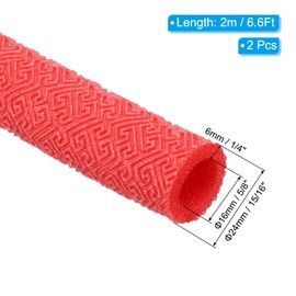 PATIKIL 6.6Ft Pipe Insulation Foam Tubing, 2Pcs 5/8"(16mm) ID 15/16"(24mm) OD Heat Preservation Foam Tube Cover Wrap for AC Unit Air Conditioner Water Pipe, Red