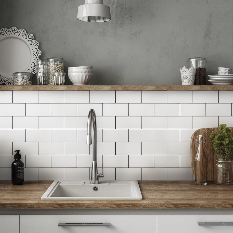 Vamos Tile 100-Piece Glossy Pure White Peel and Stick Backsplash