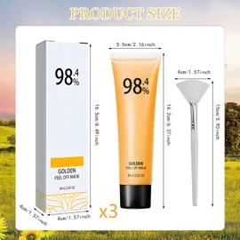 Pack of 3 Gold Peel Off Masks, Peel Off Anti Wrinkle Whiten Mask, Anti Wrinkle Anti Ageing Face Mask, Peel Off Mask Face, for Hydration, Anti-Wrinkle Effect, Cleansing and Brightening