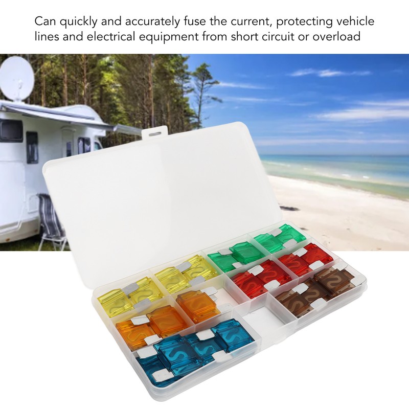 24Pcs Automotive Fuse Assortment Kit with Storage Box Zinc Alloy