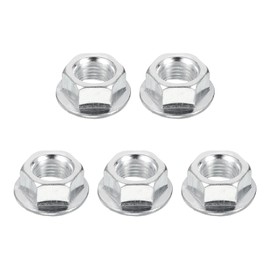PATIKIL M14x1.5mm Serrated Flange Hex Lock Nuts, 5Pcs Metric Fine Thread Carbon Steel Non-Slip Hexagon Flange Nut Fasteners for Machinery Manufacturing Industrial DIY Use, Silver