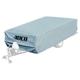 ADCO 2895 Pop Up Folding Trailer Polypropylene Cover, Fits 16'1" - 18' Trailers, Gray/White
