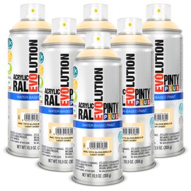 PINTY PLUS Water Based Spray Paint, 11oz, Low GWP Propellant, Low Odor, Gloss Off-White. Wood, Metal, Glass, Ceramics, Terra Cotta, Plastic, Pack of 6