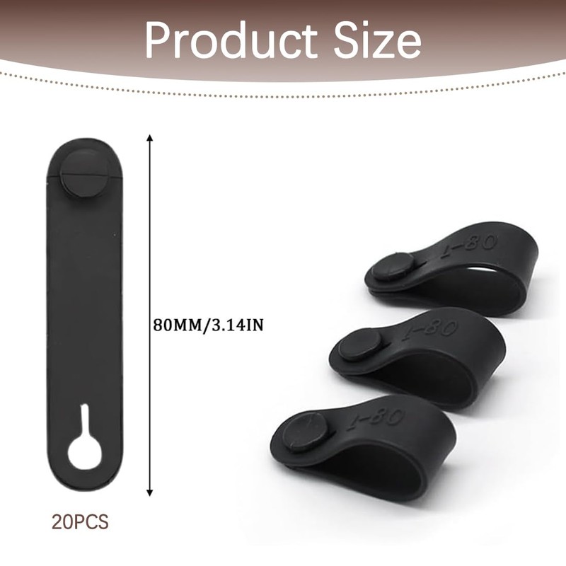 PLKSEI Pack of 20 Cable Ties Rubber Multifunctional Cable Organiser
