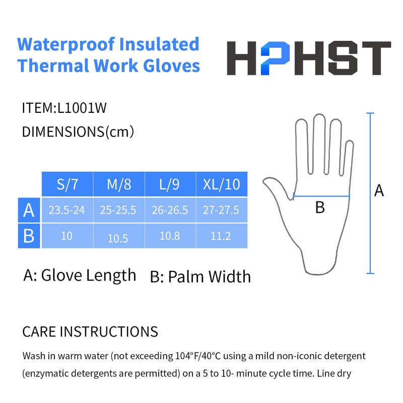 HPHST Unisex Waterproof Work Gloves, Cold Winter Work Gloves, Touch