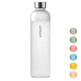 VINSUN Water Bottle 1L White - BPA free, Leak-proof, Reusable, Tritan - Drinks Bottle for Sports, Gym, Travel, School, Cycling, Running, Work