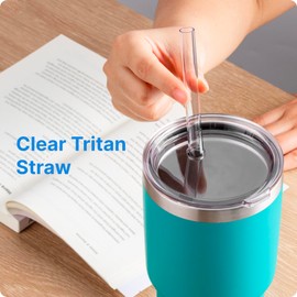 Bluwing Straws for YETI 25/26 oz Cup, Replacement Reusable Straws for YETI Rambler 25 26 OZ Tumbler, 8.74 Inch Tritan Drinking Straw with Straw Brush, BPA Free(4 Pack)