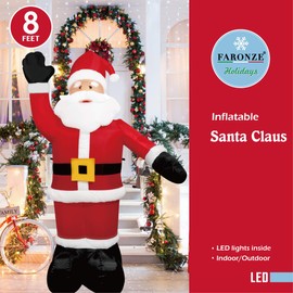 FARONZE Christmas Inflatables Santa Claus Giant Lighted Interior Inflatable Christmas Decoration with Built in Fan and Anchor Ropes 8 Feet (Santa)