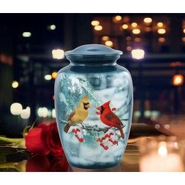 Rayan Decor Cardinal Couple Urn, Adult Cardinal Urn, Funeral and Memorial Cremation Urns for Human Ashes up to 200 lbs with Velvet Bag