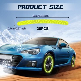 RGOAANC 20PCS Reflective Car Wheel Decorative Stripe Stickers, Reflective Car Decal, Anti-Scratch Reflective Rim Stickers, Night Safety Warning Car Stickers Universal for Vehicles Motorcycles (Green)