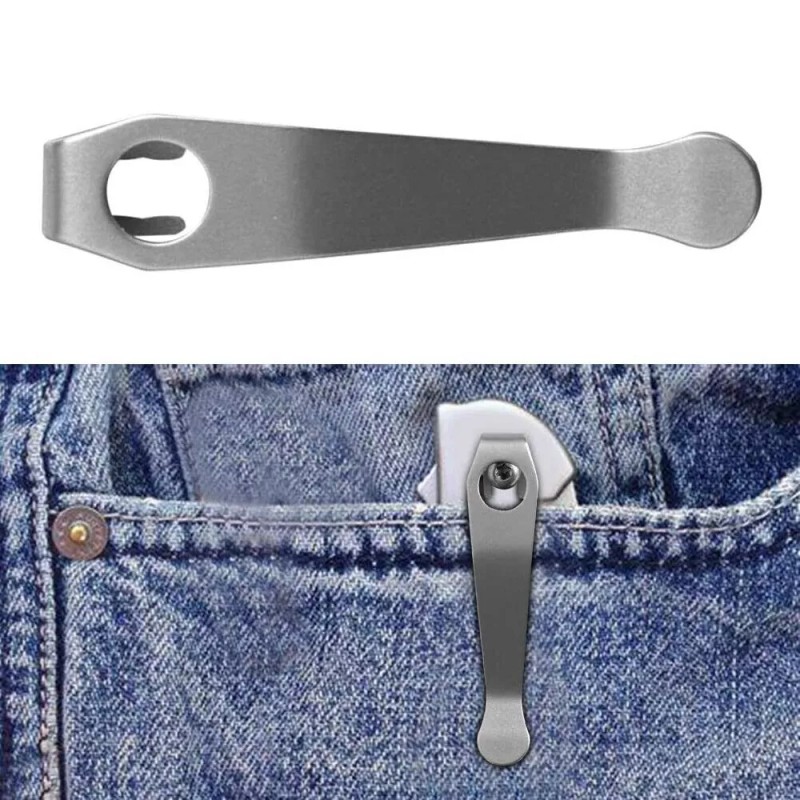 Unbranded 2PCS Titanium Deep Carry Wire Clip Stonewash Fits Spyderco