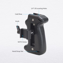 Nitze Adjustable Side Handle Grip Universal Camera Cage Handle with Cold Shoe Mount Built-in Nato Clamp for Camera Cage Shoulder Mount Support - PA22-F