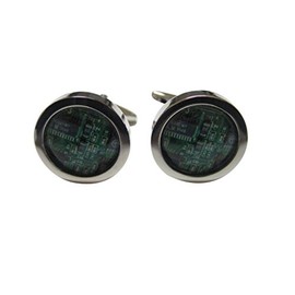 Circular Green Computer Circuit Circuitry Design Cufflinks