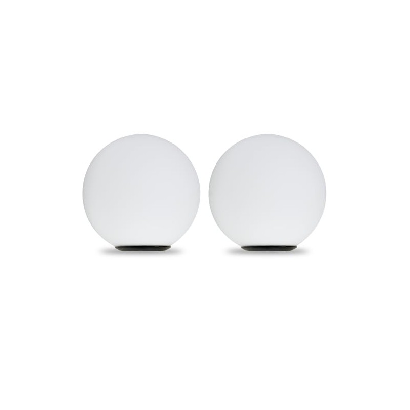 2 Pack Matte Opal Glass Globe Lampshades with Black Metal