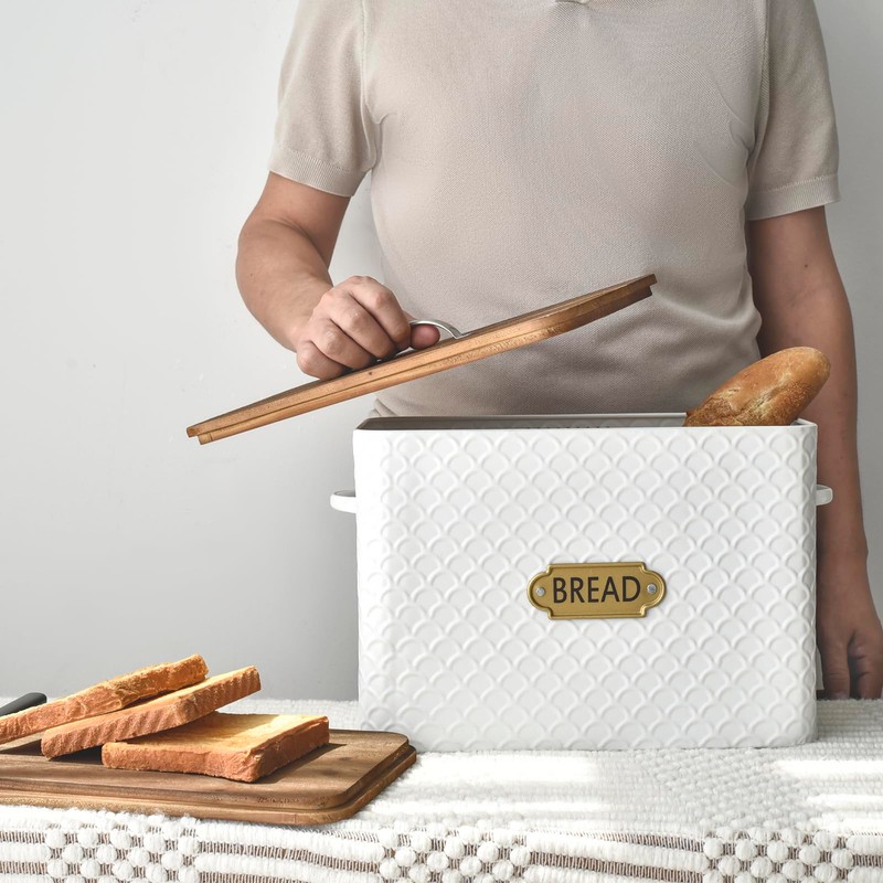 EMAX HOME Extra Large Space Saving Farmhouse Bread Box With
