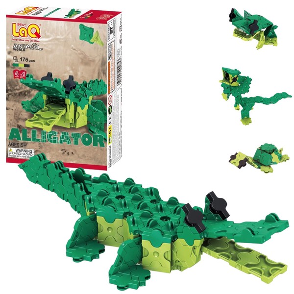 LaQ Animal World Alligator | 175 Pieces | 4 Models | Age 5+ | Creative, Educational Construction Toy Block | Made in Japan