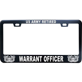 HuiYaoEC US Army Retired Warrant Officer License Plate Frame with 2 Holes & Screws, Anti-Rust & Corrosion - 12"x6" FITS for US & Canada