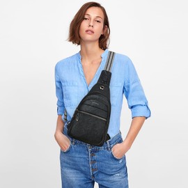 LATMAP Cross Body Bag Women Men Sling Bag Small Casual Rucksack Bag for Women PU Leather Fanny Pack Crossbody Travel Purse for Hiking Shopping