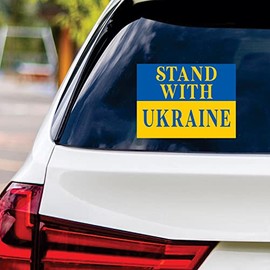 Voila Print I Stand with Ukraine Sticker Vinyl Decal - We Stand with Ukraine Vinyl Sticker, Support Ukraine, Ukrainian Flag Bumper Sticker, VP312 - 6inch x 4.5inch