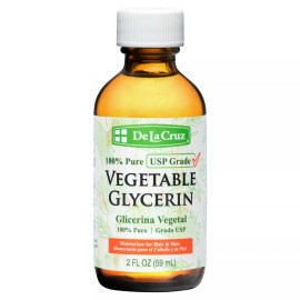 De La Cruz Pure Vegetable Glycerin USP Grade, Bottled in USA, 2 FL OZ exp 4/2026