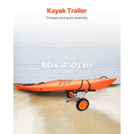 VEVOR Kayak Cart, Heavy Duty 450 LBS Load Capacity Kayak Trailer, Detachable Canoe Trolley Cart with Adjustable Width & Nonslip Support Foot, 12'' Solid Tires for Kayaks Canoes Float Mats Paddleboards