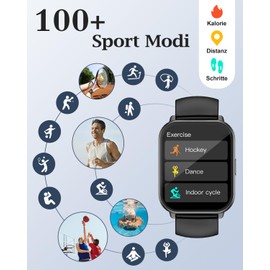 RUIMEN Smartwatch mit Telefonfunktion,Smartwatch für Damen Herren HD-Touch Screen Fitnessuhr mit SpO2-Überwachung Pulsuhr Schlafmonitor Schrittzähler Uhr Multi Trainingsmodi für Android iOS
