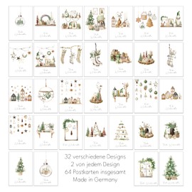 the lazy panda card company 64 Christmas Postcards Set Christmas Cards with 32 Different Designs